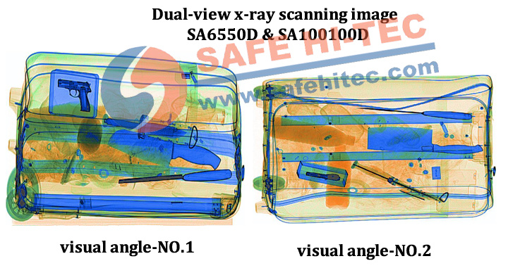 Security Dual View X-ray Scanning Baggage Scanner Machine For Cabin Baggage Inspection