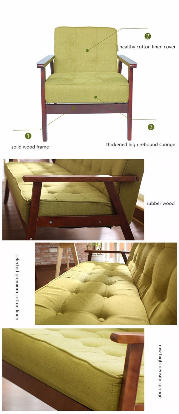 Cafe Store Fabric Wood Sofa Chair Lounge Sofa