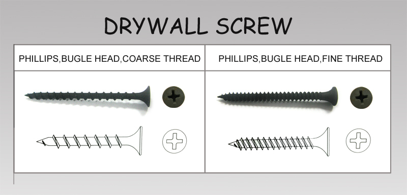 Grey or Black Phosphate Bugle Head Philps Drywall Screws