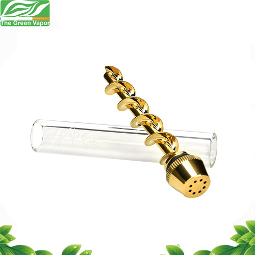 High Quality Brass and Pyrex Glass Dry Herb Mini Glass Smoking Pipe