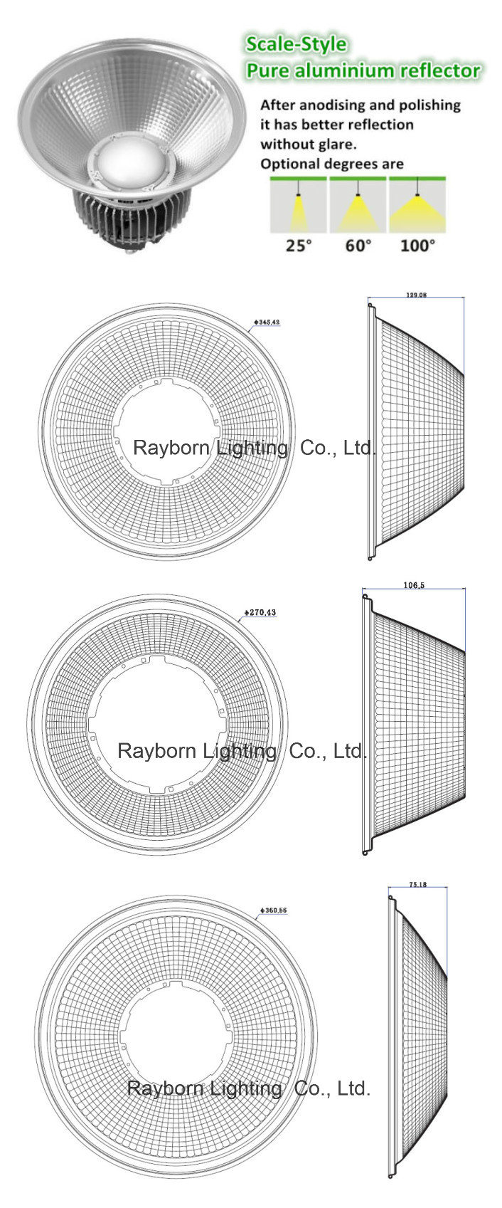 Indoor Stadium Gym 100W 120W 150W Induction LED High Bay Light