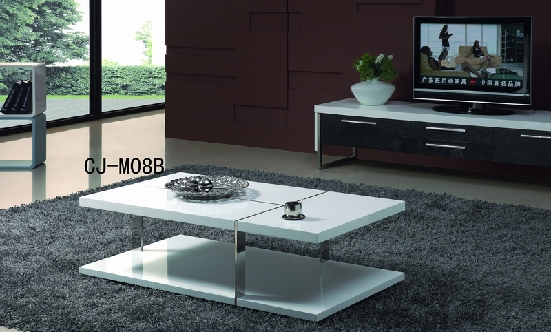 MDF with Veneer Stainless Steel Modern Style Functional Coffee Table (CJ-M08c)