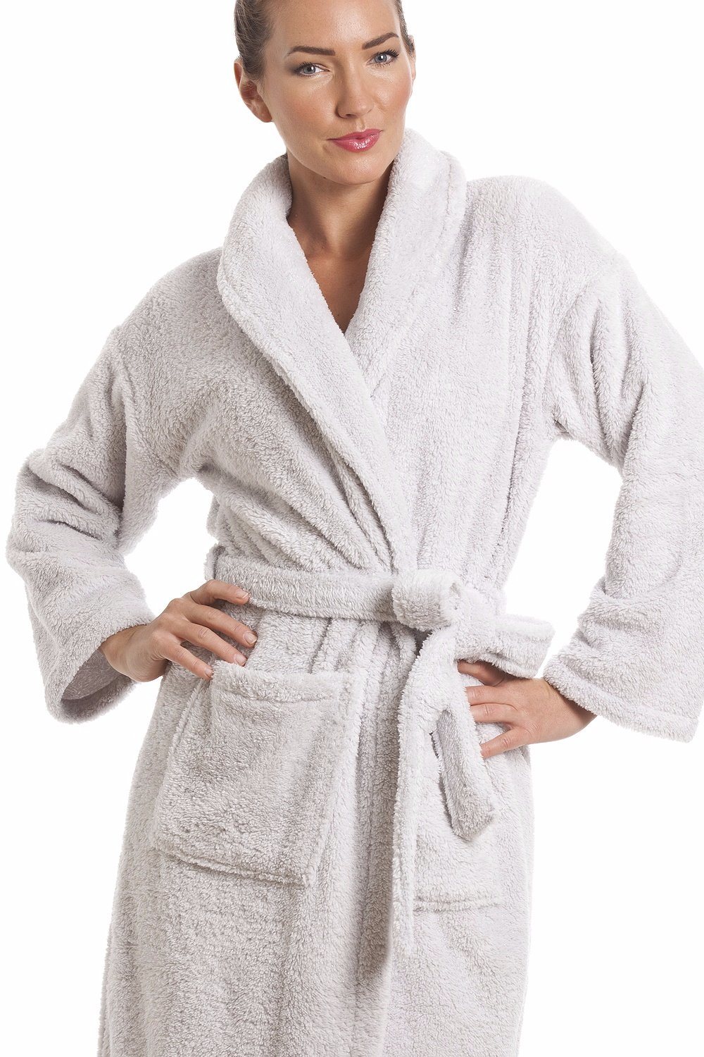 Classic Shawl Collar Cotton White Bath Robes Terry/Velour Hotel Bathrobe