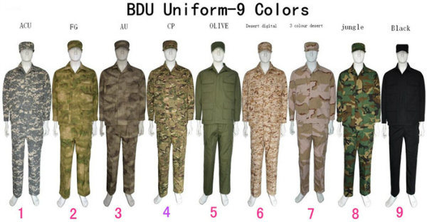 9 Colors Airsoft Bdu Suit Wargame Paintball Army Military Uniform