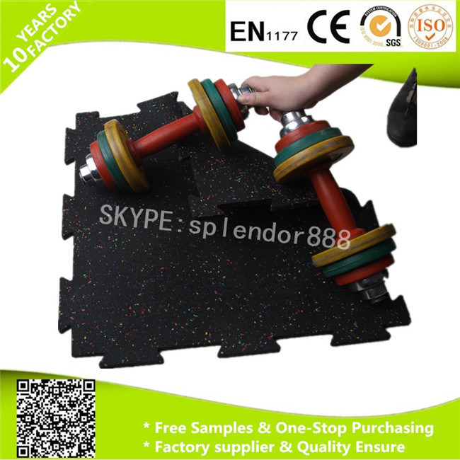 Anti-Slip Interlocking Rubber Flooring Tiles for Fitness Center Heavy Duty Shockproof