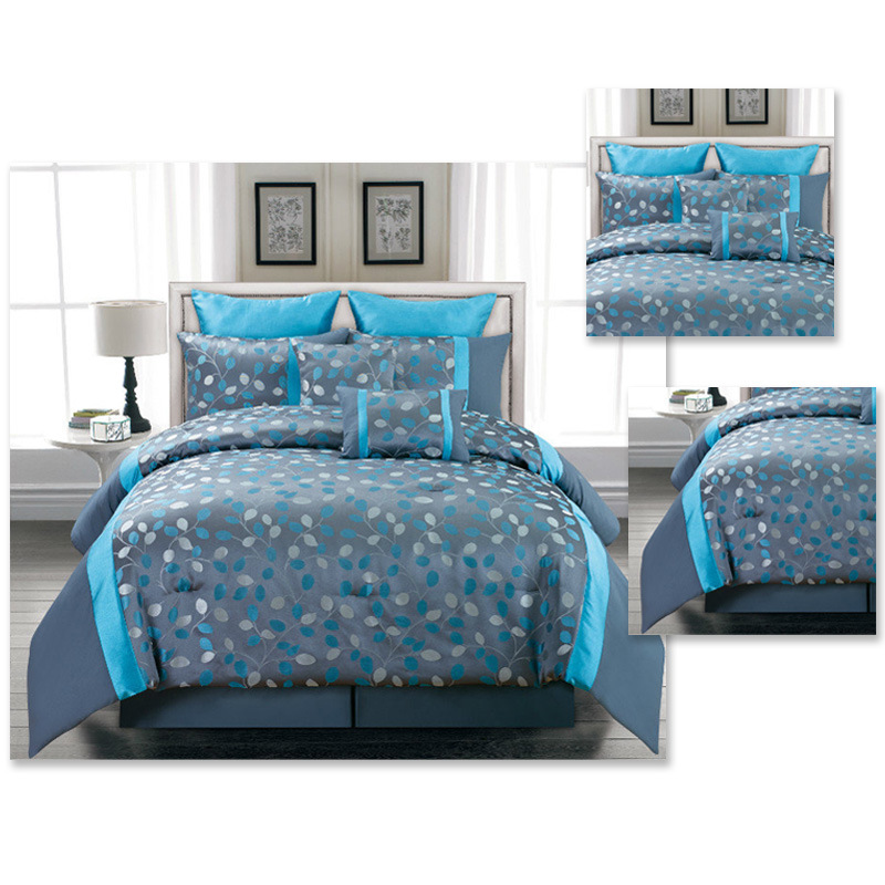 100% Polyester/Cotton Blue Jacquard for Adults Bedding Set