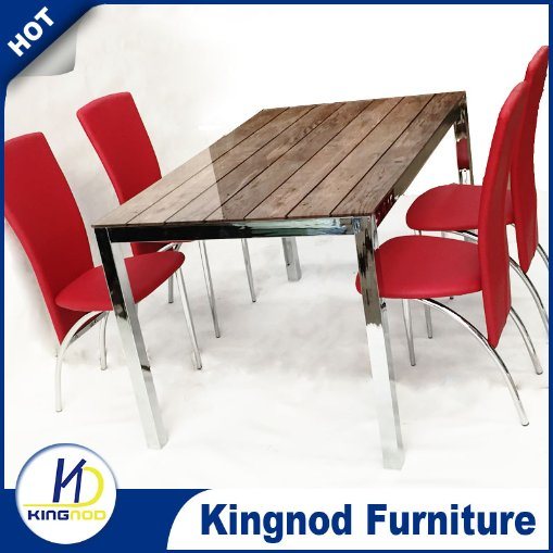 Best Sell Woodlike Painting Glass Dining Set Table and Chair