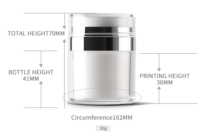 New Design Factory Price 30ml Empty Acrylic Airless Pump Cream Jar 30g for Cosmetic Packaging