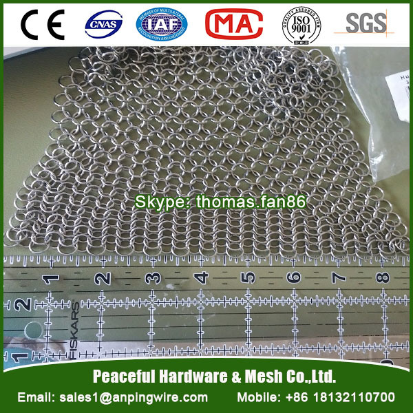 Cast Iron Pan Scrubber / Stainless Steel Chain Mail Mesh Cleaner