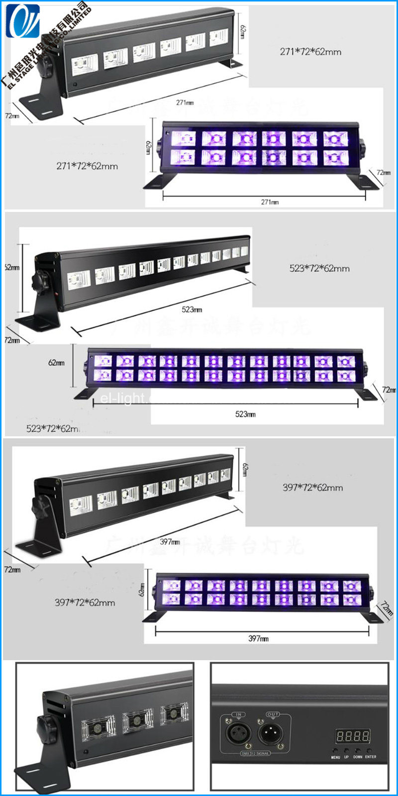 DJ Halloween LED Blacklight Dimmable Glow Stage UV Bar Strobe Light Plus IR 12X 3W with Remote Control