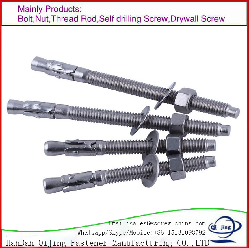 High Quality Ss 304/316L Carbon Steel Expansion Wedge Anchor Bolt with Nut, Washer