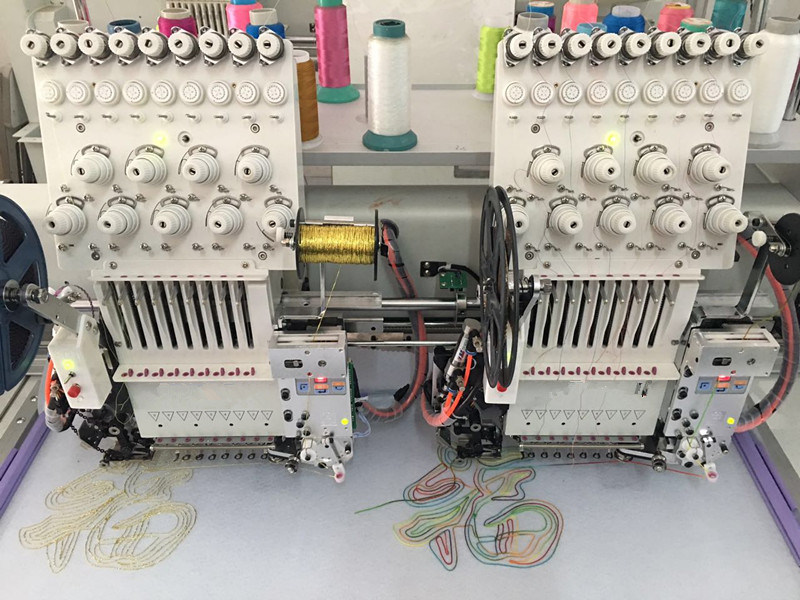 Mixed 2 Heads Embroidery Machine with Sequin & Cording Embroidery