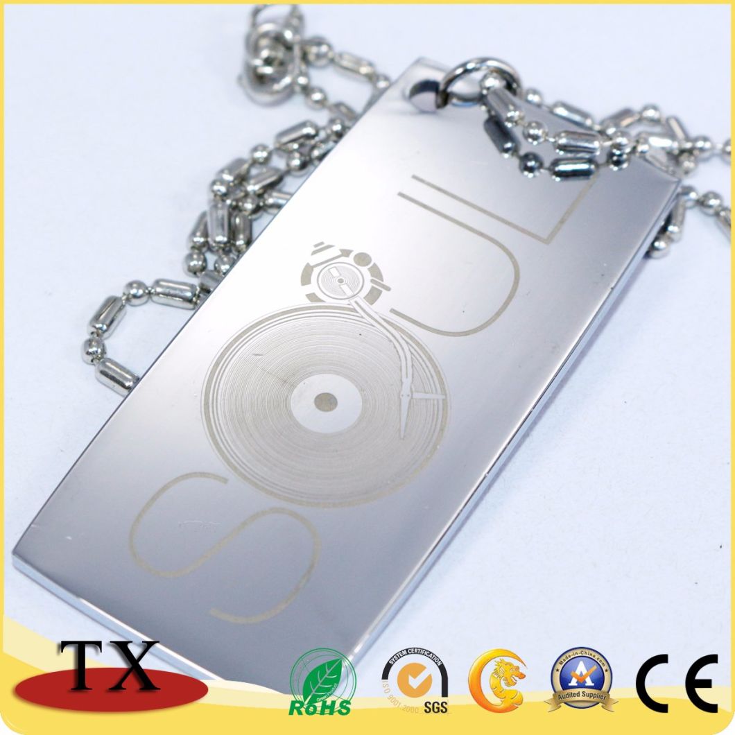 Metal Dog Tag with Chain Embossing Rectangle Tag