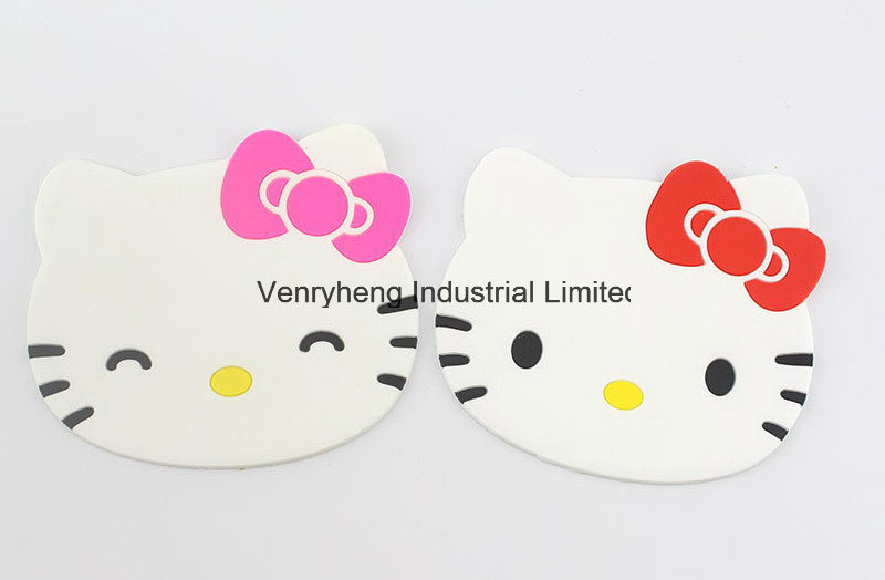 Custom Rectangle Soft PVC Turnplate Coaster Rubber Round Cup Coaster Silicone Circle Mat