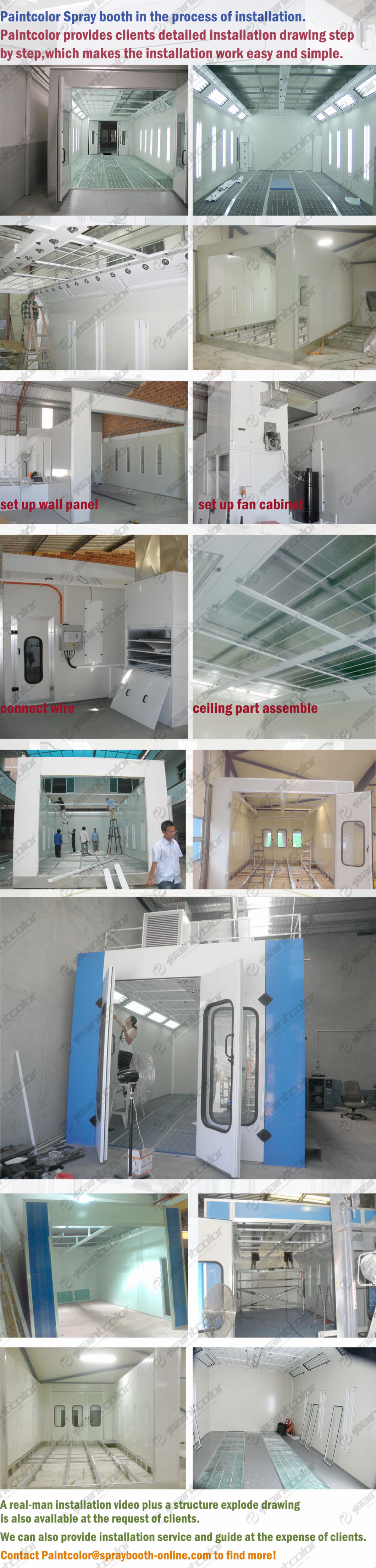 Vehicle Paint Booth with Air Ventilation Through Back Side Wall No Basement