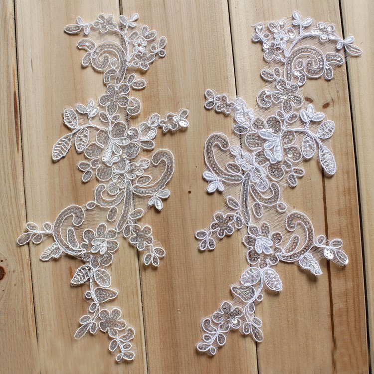 Embroidery Sequin Foral Lace Bridal Applique for Wedding Dresses