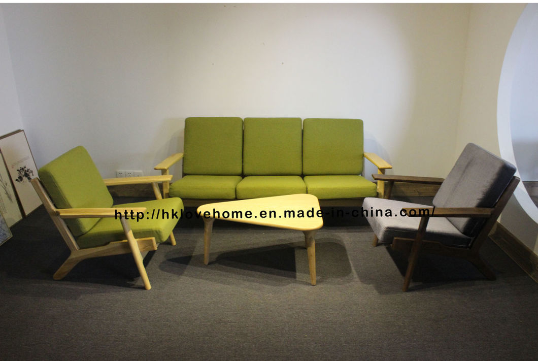 Modern Coffee Leisure Hans Wegner Plank Wooden Three Seater Sofa