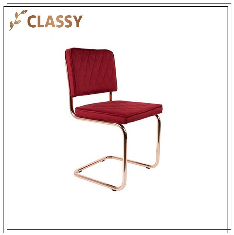 Square Fabric Seating and Backrest Rose Golden Base Dining Chair