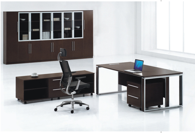 Wooden Design Office Conference Table with Tempered Glass