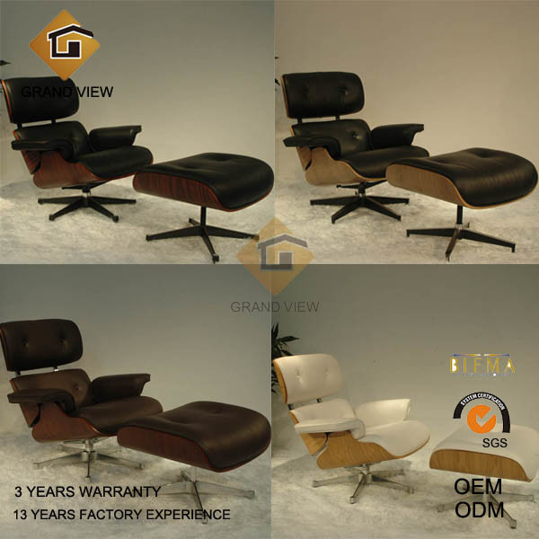 Classical Design Wooden Leather Chaise Lounge Chair (GV-EA670)