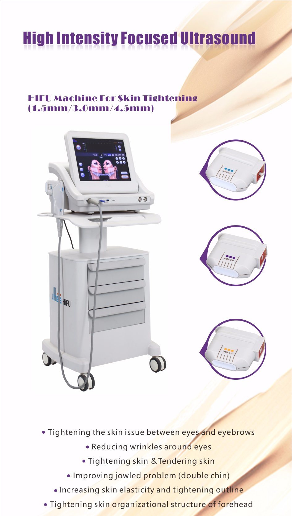 Popular Hifu Ultrasound Facial Care Anti-Aging Wrinkle Removal Machine