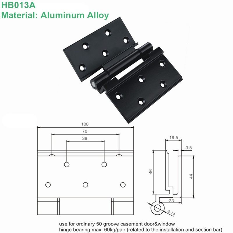 Aluminum Alloy Power Coating Pivot Hinge for Door with ISO9001 (HB013A)