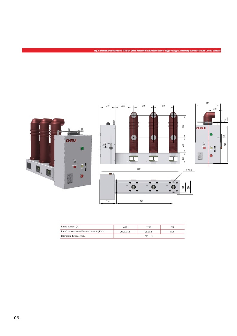 24kv Vacuum Circuit Breaker for Indoor Type with Handcart