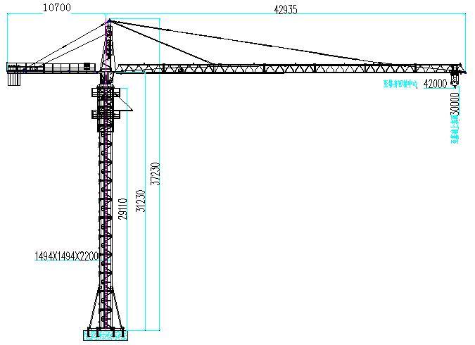 Tower Crane Qtz4208 Max Capacity 4t with 42m Jib