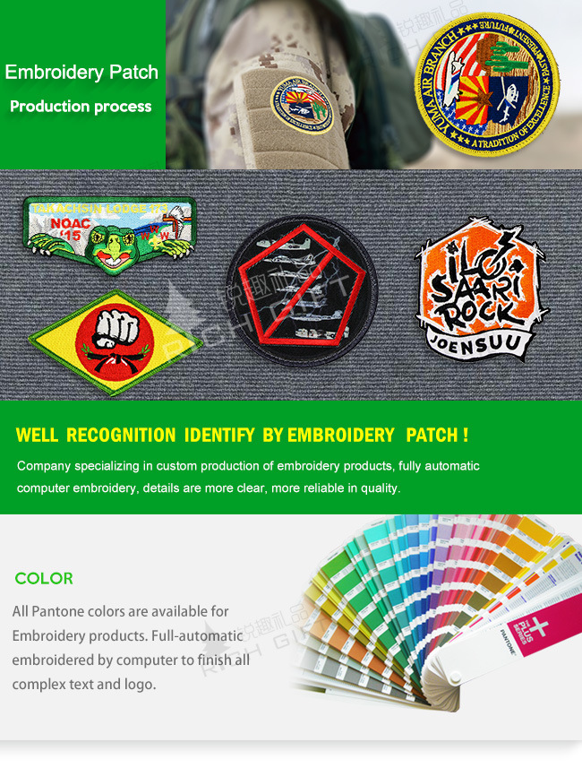 Promotion Custom Military 3D Logo Garment Label Fashion Woven Fabric Embroidered Embroidery Patch Badge for Clothing