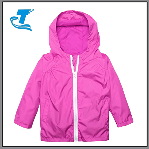 Kids Waterproof Hooded Zip-up Lightweight Rain Jacket