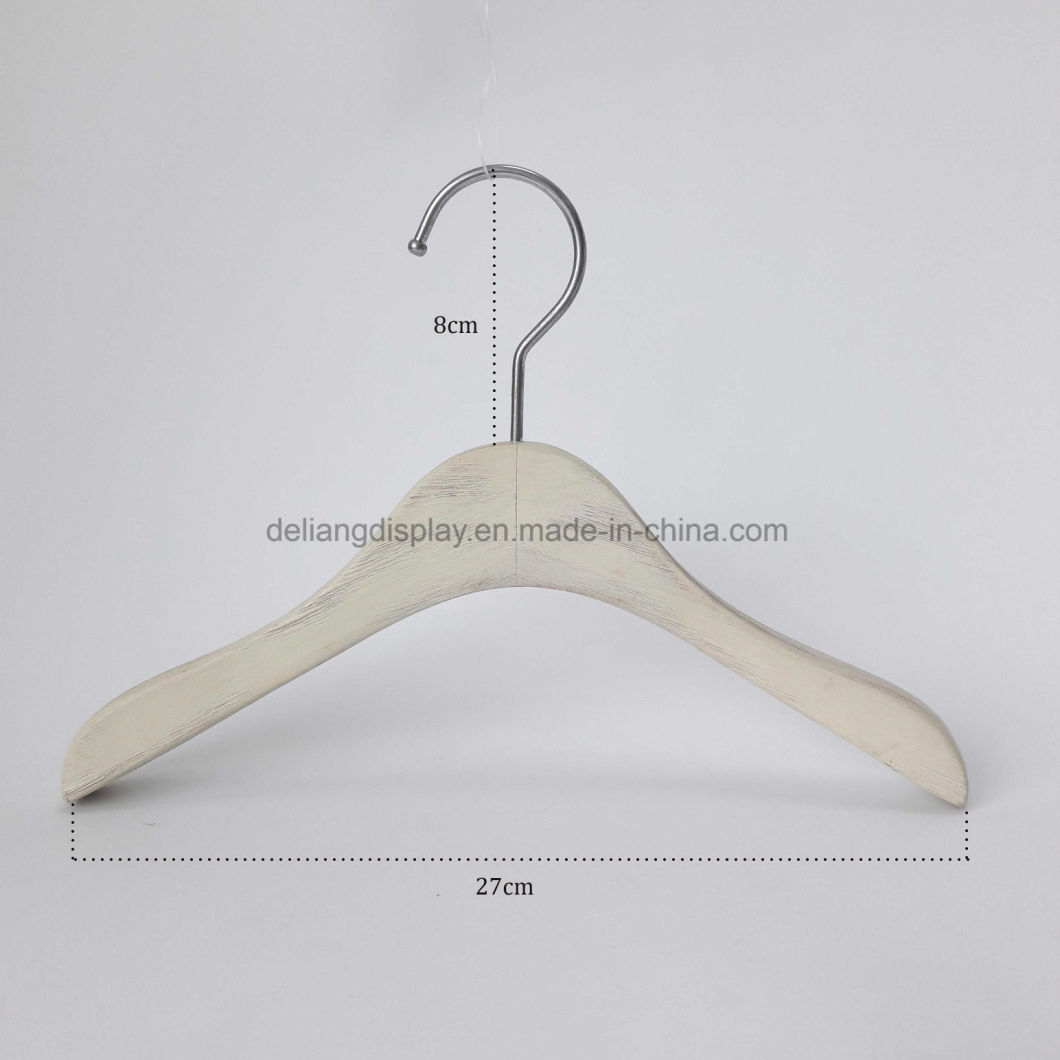 Luxury Wooden Hanger for Kids with Hand Brush White Color