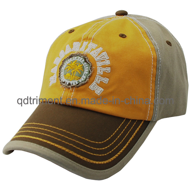 Washed Contrast Stitches Binding Embroidery Sport Golf Baseball Cap (TMB0332)