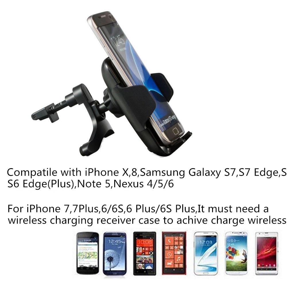 Qi Wireless Car Charger Fast Charging Station/Holder/Mount (W8)