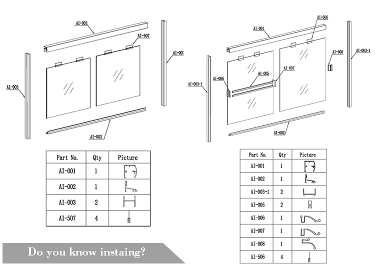 Alloyed Anodized Extrusion Aluminum Profile for Shower Door