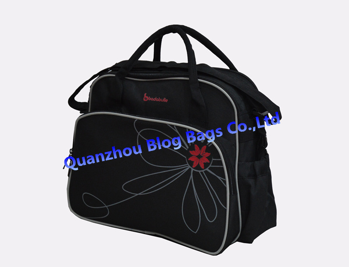 Multifunctional Black Polyester Diaper Baby Mummy Tote Bags