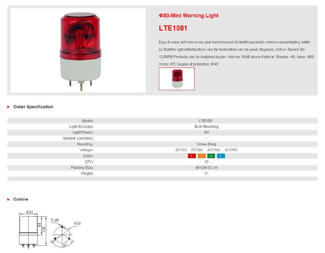 081 Mini Warning Light Miniature Buzzers (Î¦ 80)