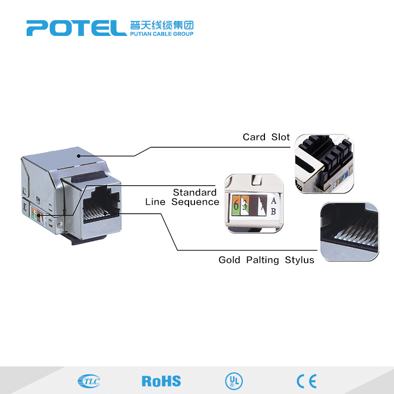 FTP Cat5e/CAT6/CAT6A Network Module Gilt180 Wire RJ45 Connector Information Socket Computer Outlet Cable Adapter Keystone Jack