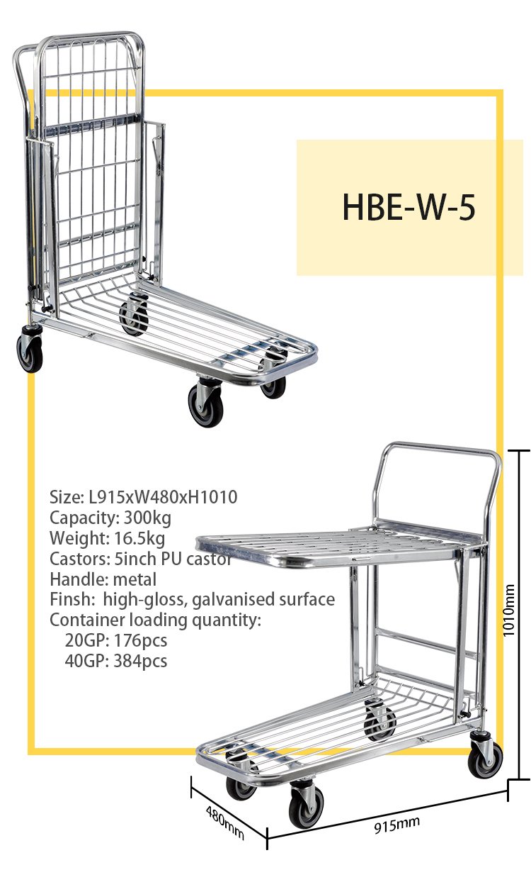 Medium Duty Foldable Supermarket Warehouse Hand Trolley