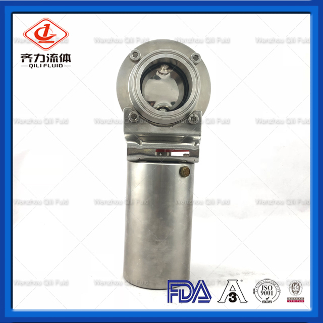 Sanitary 304/316L Weld Connection CNC Machine Pneumatic Butterfly Valve