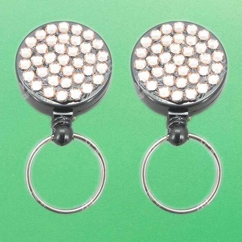 Metal Belt Retractable Badge Holder with Diamond