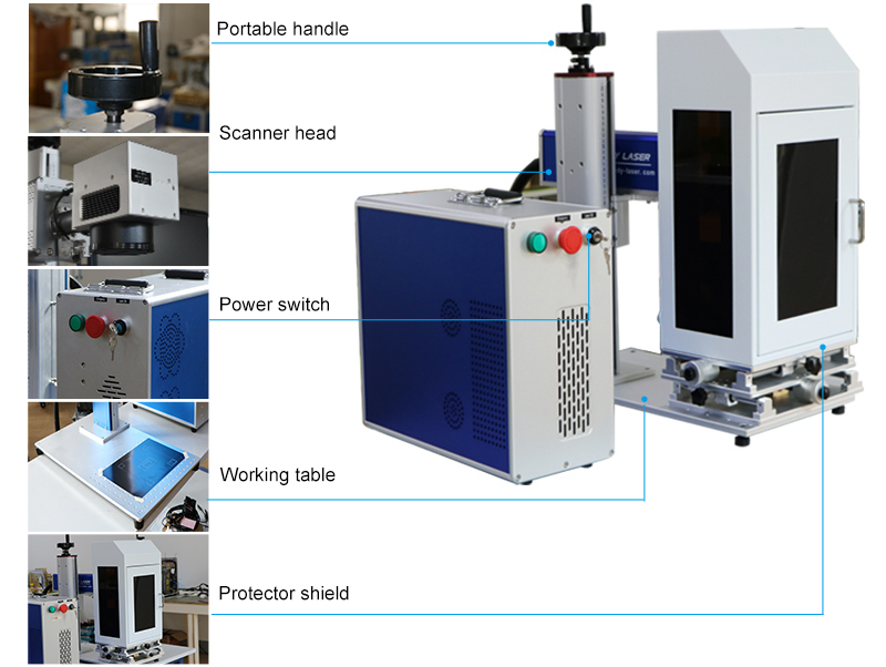 Jewelry Fiber Laser Marking/Engraving/Cutting Machine with Full Protector Shield