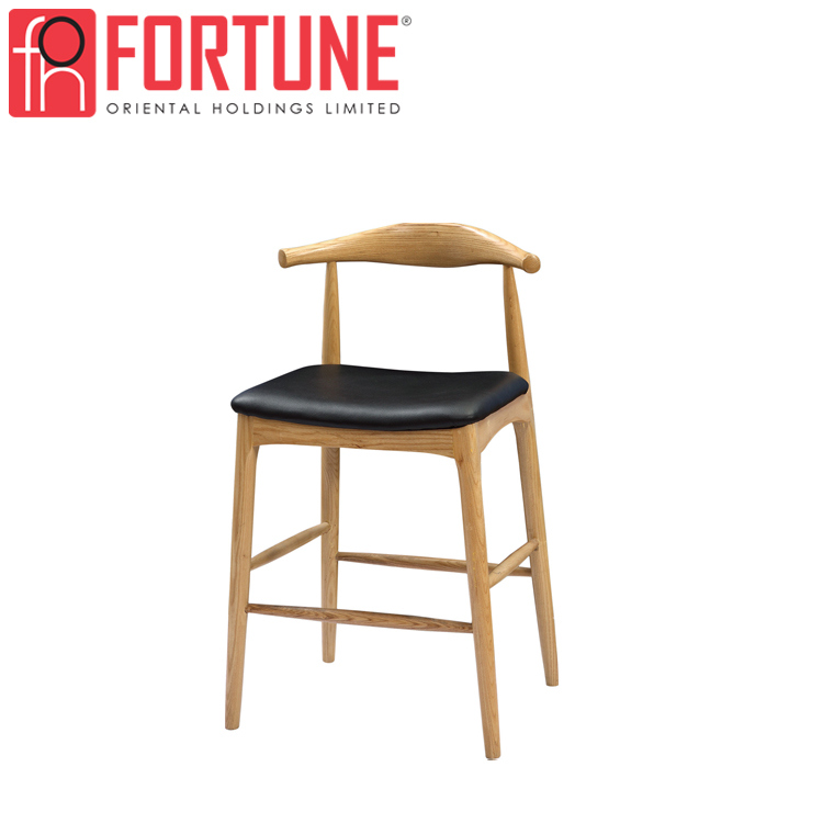 High Quality Wooden Leather Bistro Bar Stool Chairs (FOH-BCA76)