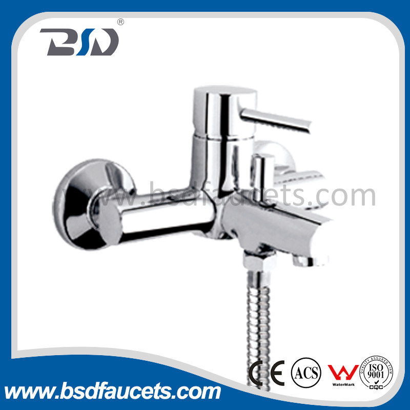 Wall Mount Bath Shower Faucet with Chrome Finish Single Handle