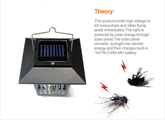 Stainless Steel Indoor Waterproof Solar Mosquito Killer Lamp with Lighting Function