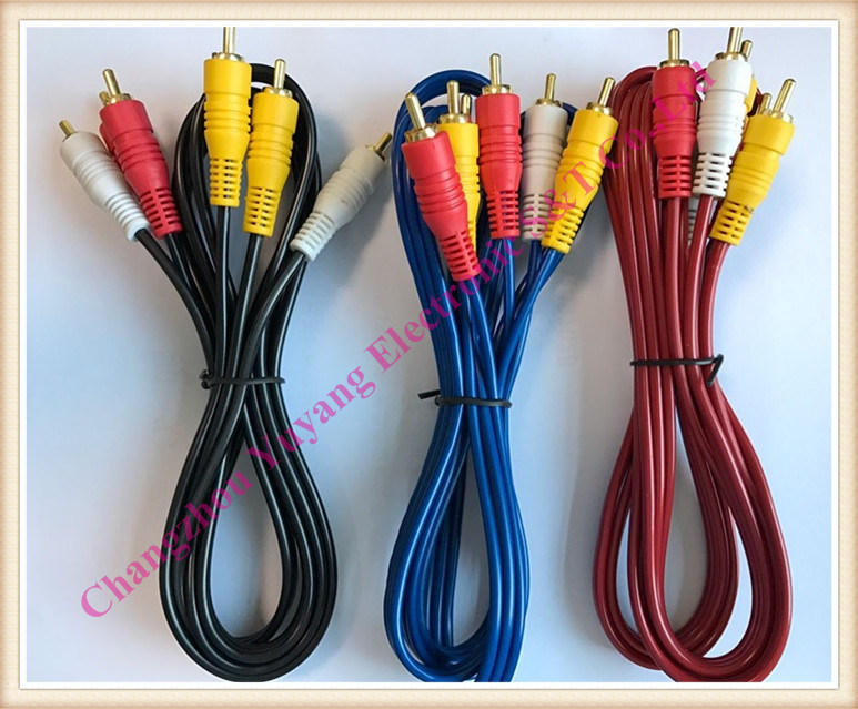 Audio Cable, RCA Cable, AV Cable, 3 RCA Plug to 3 RCA Plug Cable