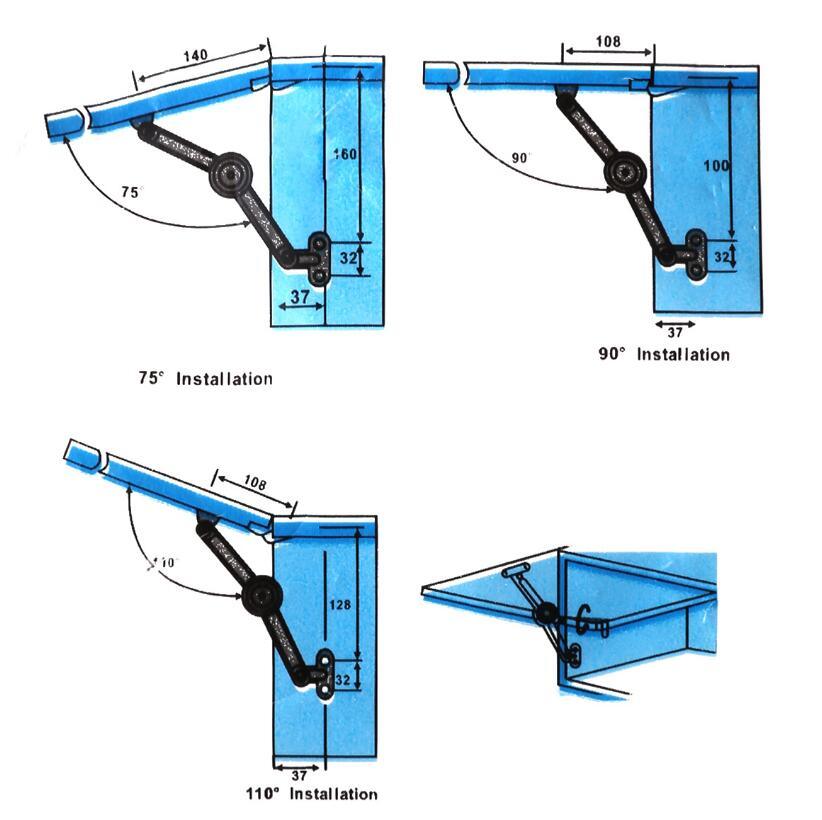 Aluminum Alloy Cupboard Cabinet Door Soft Close Lift up Stay Support Chrome Hinge Damper Jm-610