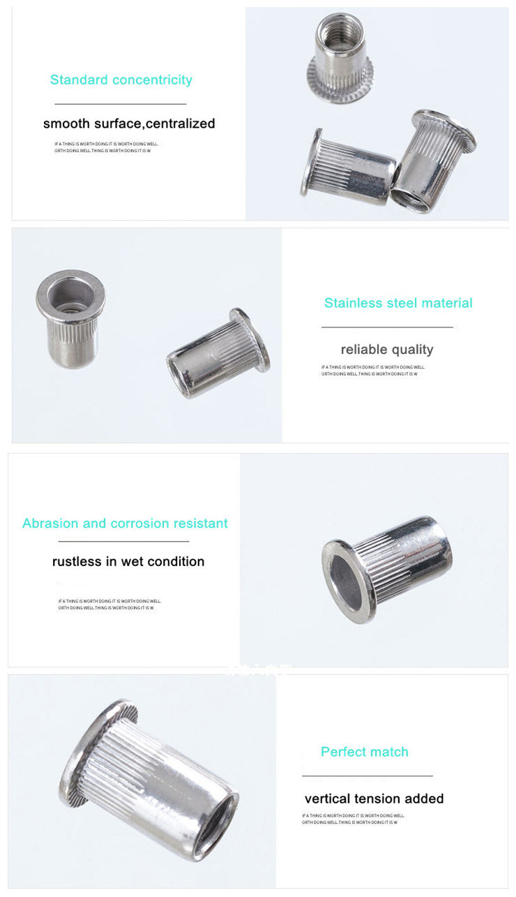 ANSI/ASME Stainless Steel Countersunk Head Knurled Rivet Nuts