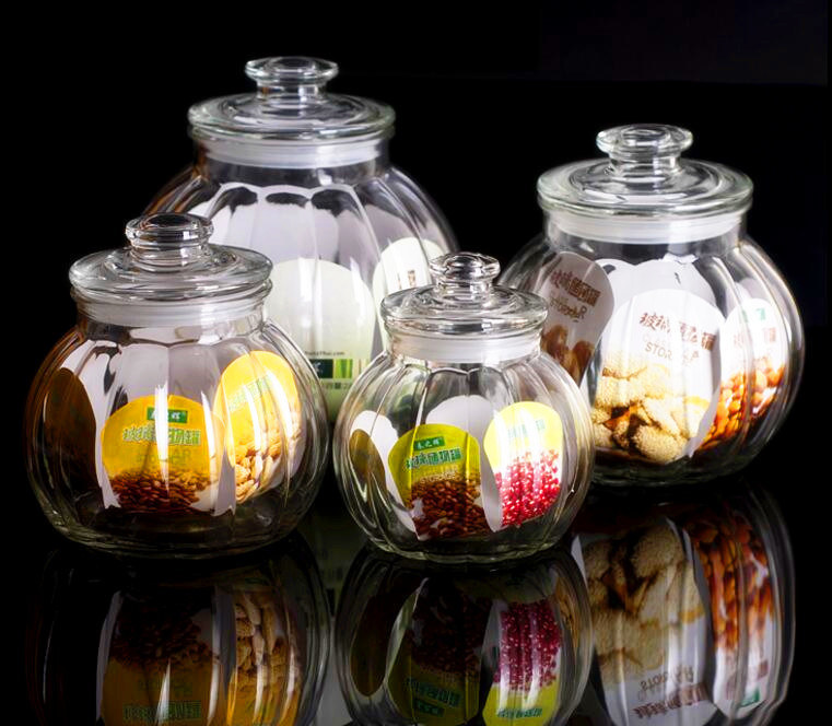 Pumpkin Grains Cans Sealed Glass Pickles Jar Kitchen Glass Food Storage Jar