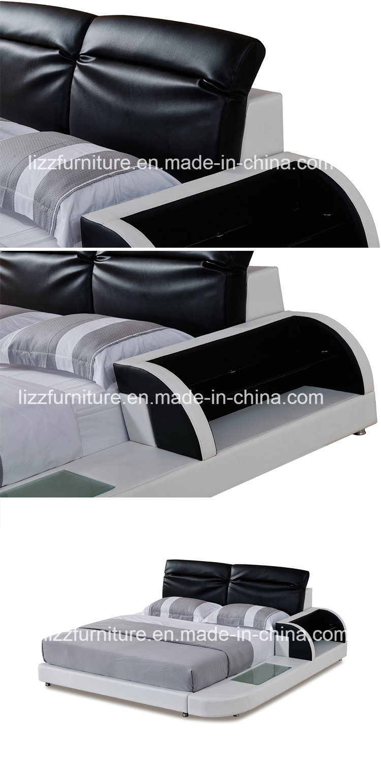 Contemporary Fashion Design LED Double Bed for Bedroom Furniture