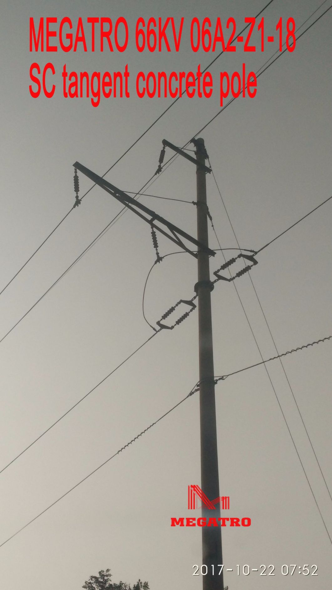 Megatro 66kv 06A2-Z1-18 Sc Tangent Concrete Pole